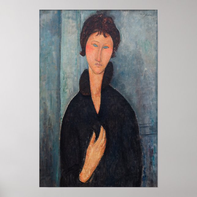 Amedeo Modigliani - Kvinna med blå ögon Poster (Framsidan)