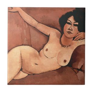 Amedeo Modigliani Kvinna På En Sofa Kakelplatta