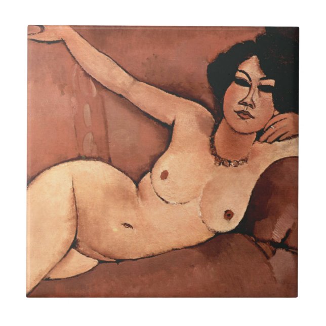 Amedeo Modigliani Kvinna På En Sofa Kakelplatta (Framsidan)