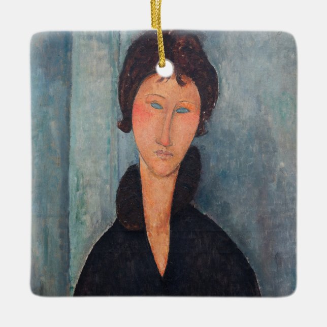 Amedeo Modigliani - Kvinnor med blå Ögon Julgransprydnad Keramik (Framsida)