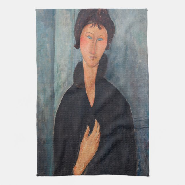 Amedeo Modigliani - Kvinnor med blå Ögon Kökshandduk (Vertikal)