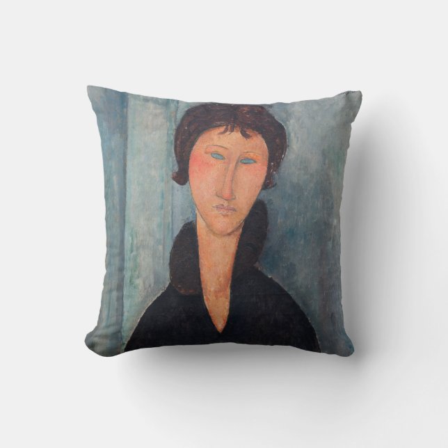 Amedeo Modigliani - Kvinnor med blå Ögon Kudde (Framsida)