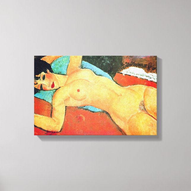 Amedeo Modigliani - Liggende kvinna Canvastryck (Framsida)