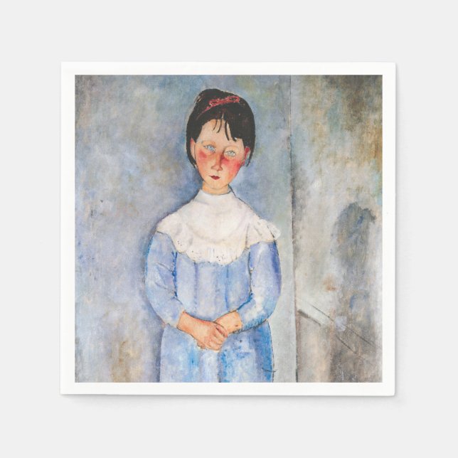 Amedeo Modigliani - Little Girl in Blue Pappersservett (Framsidan)