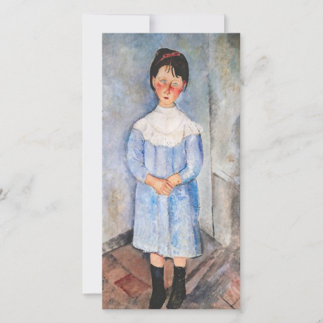 Amedeo Modigliani - Little Girl in Blue Tack Kort (Framsida)