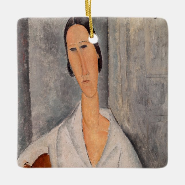 Amedeo Modigliani - Madame Hanka Zborowska Leaning Julgransprydnad Keramik (Framsida)