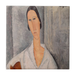 Amedeo Modigliani - Madame Hanka Zborowska Leaning Kakelplatta