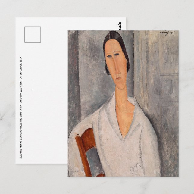 Amedeo Modigliani - Madame Hanka Zborowska Leaning Vykort (Fram/baksida)