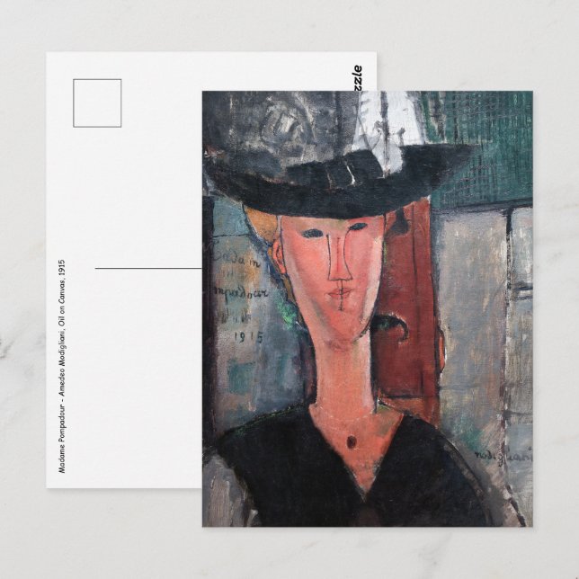 Amedeo Modigliani - Madame Pompadour Vykort (Fram/baksida)