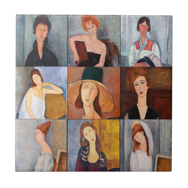 Amedeo Modigliani - mästerverk Collage Kakelplatta (Framsidan)