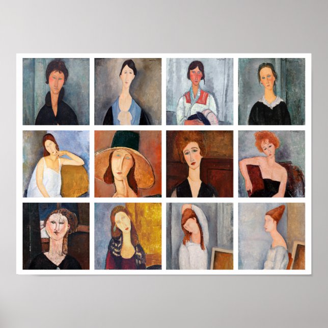 Amedeo Modigliani - mästerverk Collage Poster (Framsidan)