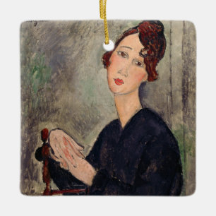 Amedeo Modigliani - Porträtt i Dedie Hayden Julgransprydnad Keramik