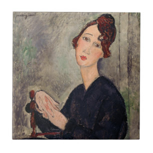 Amedeo Modigliani - Porträtt i Dedie Hayden Kakelplatta