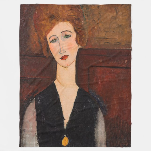 Amedeo Modigliani - Porträtt i en kvinna Fleecefilt (Framsidan)