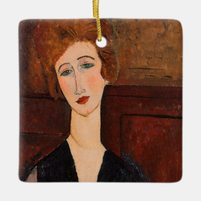 Amedeo Modigliani - Porträtt i en kvinna Julgransprydnad Keramik (Framsida)