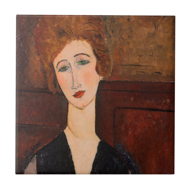 Amedeo Modigliani - Porträtt i en kvinna Kakelplatta (Framsidan)