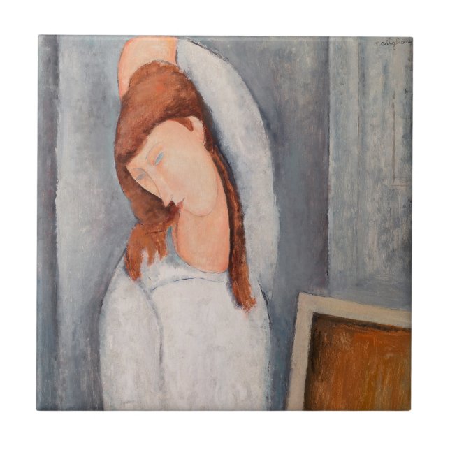 Amedeo Modigliani - Porträtt Jeanne Hebuterne #1 Kakelplatta (Framsidan)