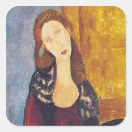 Amedeo Modigliani - Porträtt Jeanne Hebuterne #2 Fyrkantigt Klistermärke