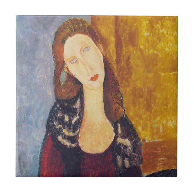 Amedeo Modigliani - Porträtt Jeanne Hebuterne #2 Kakelplatta (Framsidan)