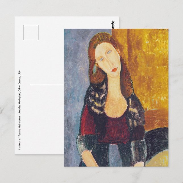 Amedeo Modigliani - Porträtt Jeanne Hebuterne #2 Vykort (Fram/baksida)