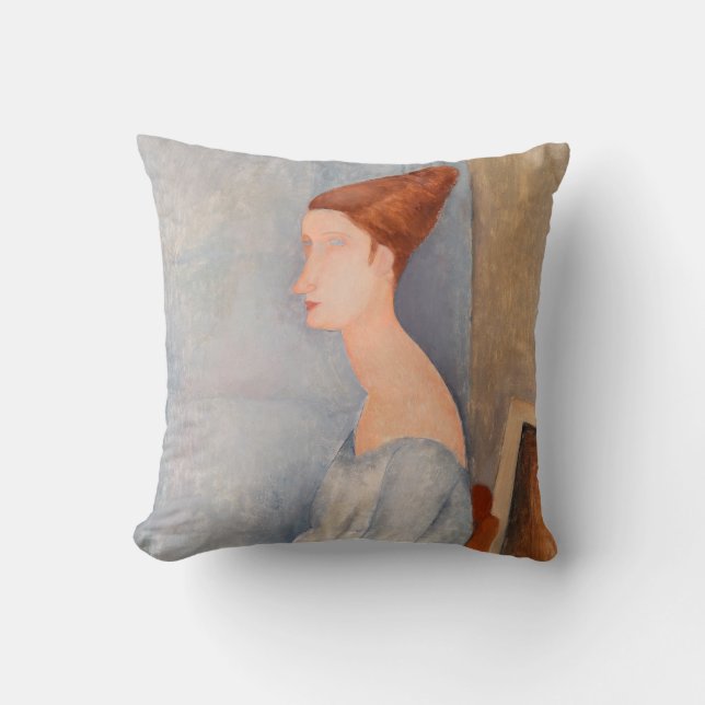 Amedeo Modigliani - Porträtt Jeanne Hebuterne #3 Kudde (Framsida)