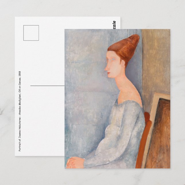 Amedeo Modigliani - Porträtt Jeanne Hebuterne #3 Vykort (Fram/baksida)