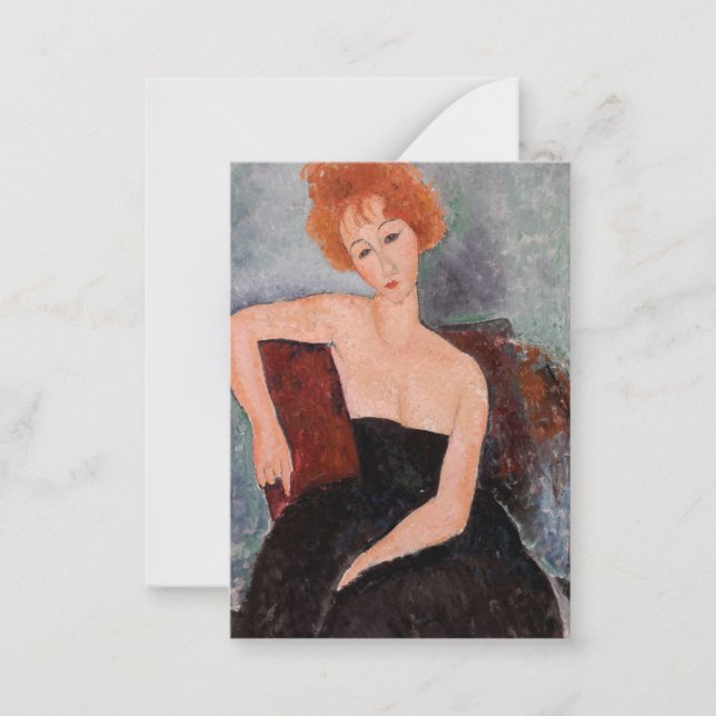Amedeo Modigliani - Redhead Girl Evening Dress Anteckningskort (Framsida)