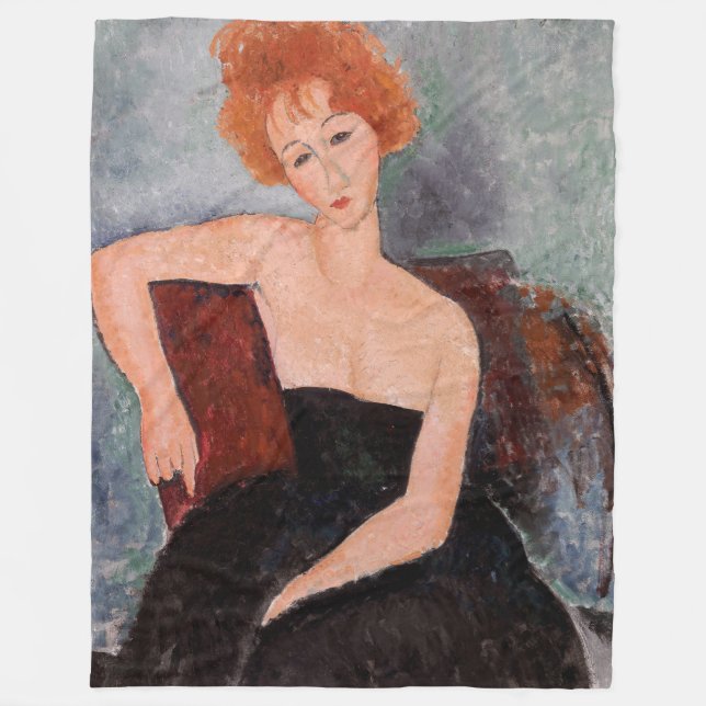 Amedeo Modigliani - Redhead Girl Evening Dress Fleecefilt (Framsidan)