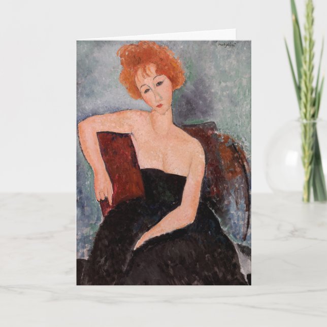 Amedeo Modigliani - Redhead Girl Evening Dress Kort (Framsida)