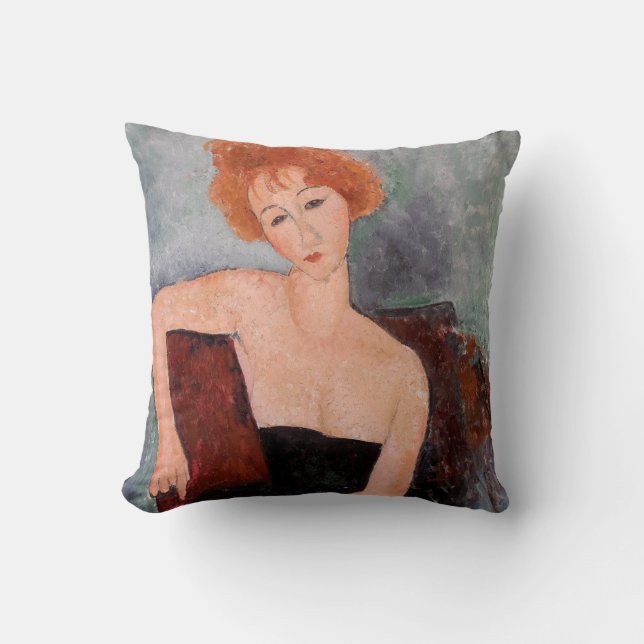 Amedeo Modigliani - Redhead Girl Evening Dress Kudde (Framsida)