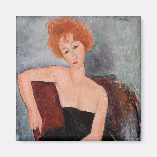 Amedeo Modigliani - Redhead Girl Evening Dress Magnet (Framsidan)
