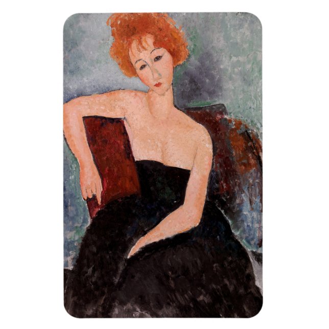 Amedeo Modigliani - Redhead Girl Evening Dress Magnet (Vertikal)