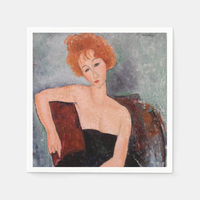Amedeo Modigliani - Redhead Girl Evening Dress Pappersservett (Framsidan)