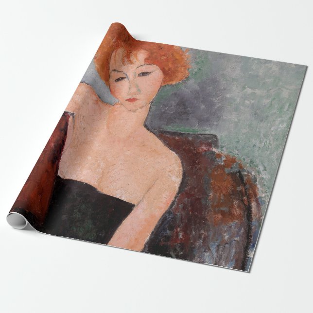 Amedeo Modigliani - Redhead Girl Evening Dress Presentpapper (Utrullad)