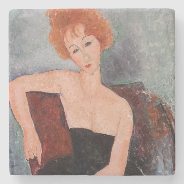 Amedeo Modigliani - Redhead Girl Evening Dress Stenunderlägg (Framsidan)