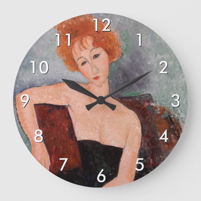 Amedeo Modigliani - Redhead Girl Evening Dress Stor Klocka (Framsida)