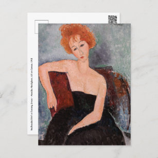 Amedeo Modigliani - Redhead Girl Evening Dress Vykort