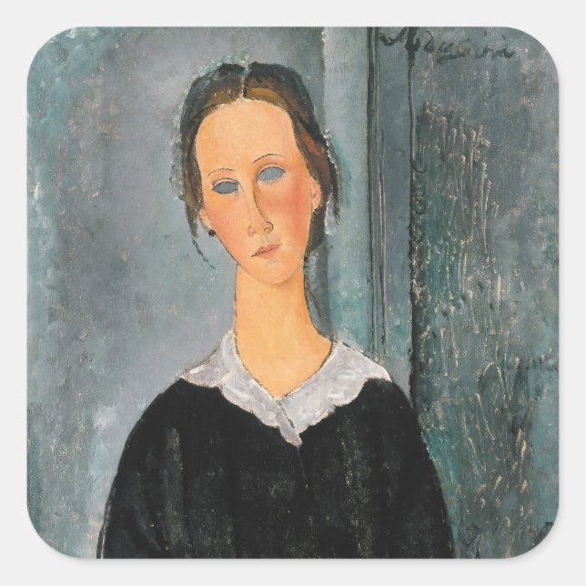 Amedeo Modigliani - Servant Girl Fyrkantigt Klistermärke (Framsida)