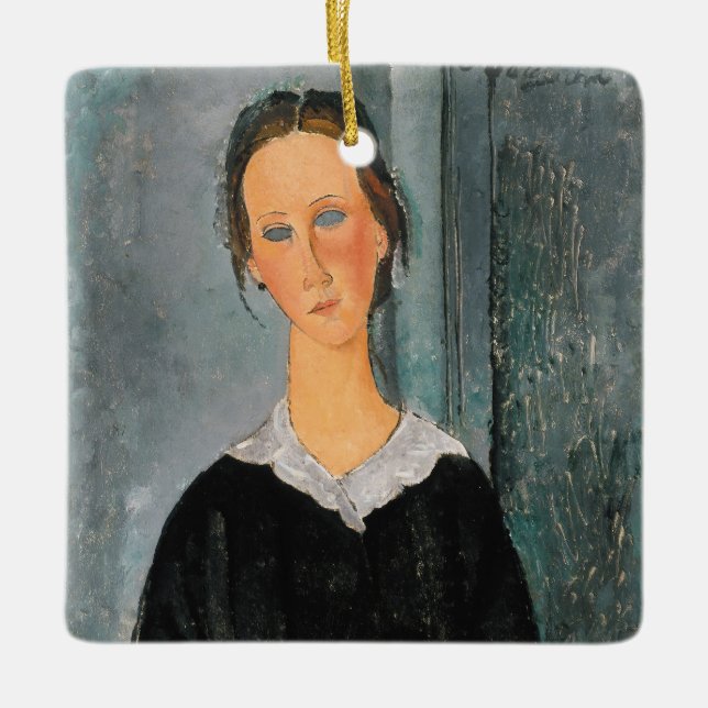 Amedeo Modigliani - Servant Girl Julgransprydnad Keramik (Framsida)