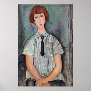 Amedeo Modigliani - Ung flicka i en klänning med r Poster