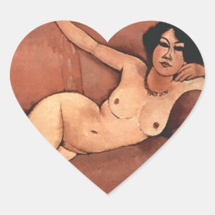 Amedeo Modigliani Woman A Soffa Hjärtformat Klistermärke