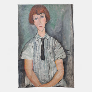 Amedeo Modigliani - Young Girl in a Stripe Blouse Kökshandduk