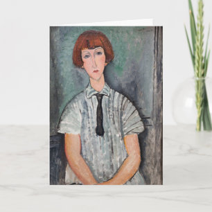 Amedeo Modigliani - Young Girl in a Stripe Blouse Kort
