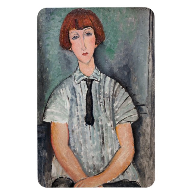 Amedeo Modigliani - Young Girl in a Stripe Blouse Magnet (Vertikal)