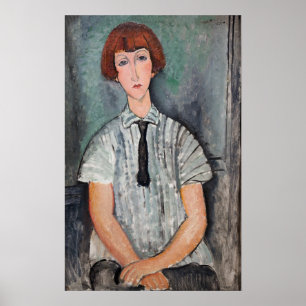 Amedeo Modigliani - Young Girl in a Stripe Blouse Poster