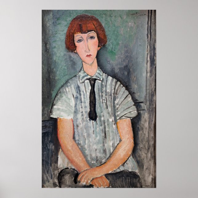 Amedeo Modigliani - Young Girl in a Stripe Blouse Poster (Framsidan)