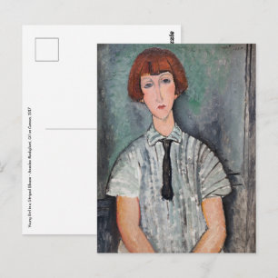 Amedeo Modigliani - Young Girl in a Stripe Blouse Vykort