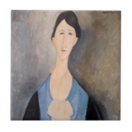 Amedeo Modigliani - Young Woman in Blue Kakelplatta