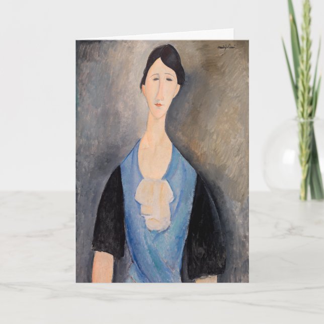 Amedeo Modigliani - Young Woman in Blue Kort (Framsida)