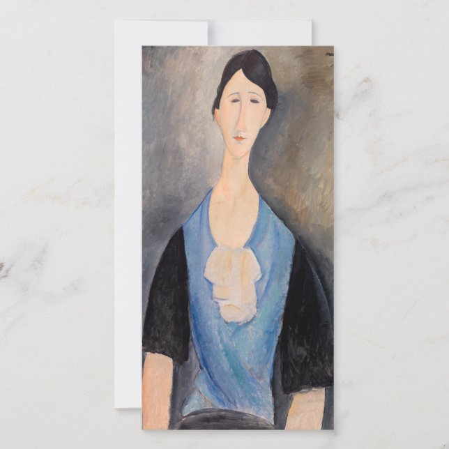 Amedeo Modigliani - Young Woman in Blue Tack Kort (Framsida)
